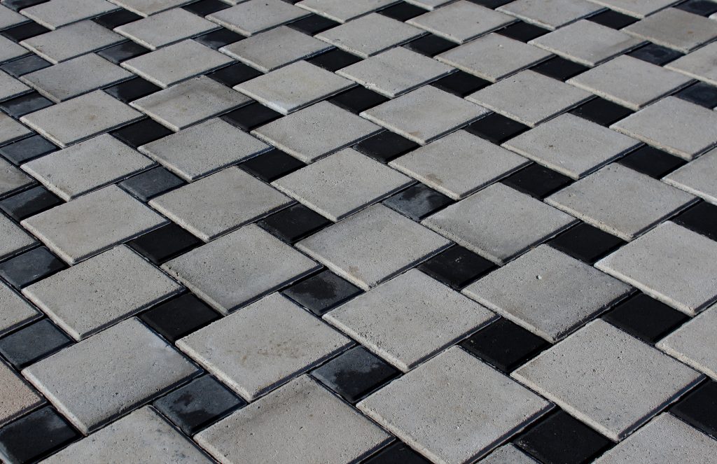 landscaping, application and urban planning with colored paving stones